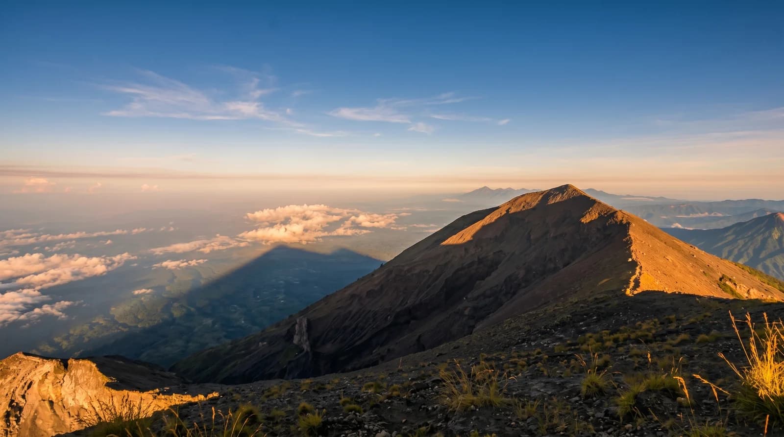 Stunning view of Agung Trail Along Ridge Crater, showcasing Mount Agung's majestic landscape in Bali tours.